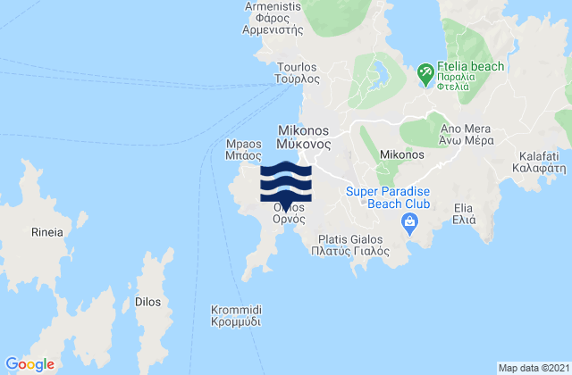 Ornós, Greeceの潮見表地図