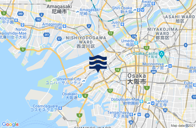 Osaka, Japanの潮見表地図