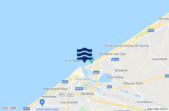 Ostend Port, Belgiumの潮見表地図