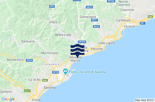 Osteria dei Cacciatori-Stella, Italyの潮見表地図