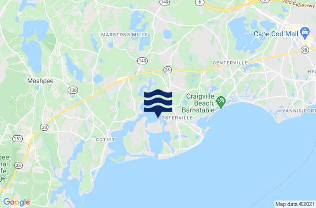 Osterville, United Statesの潮見表地図