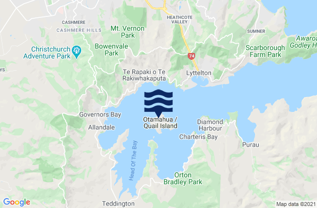 Otamahua/Quail Island, New Zealandの潮見表地図
