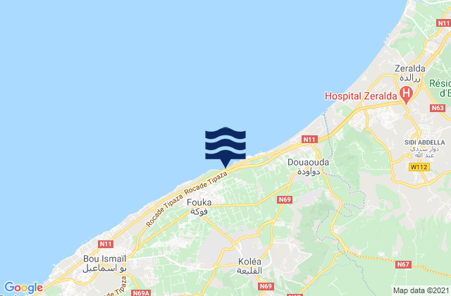 Oued el Alleug, Algeriaの潮見表地図