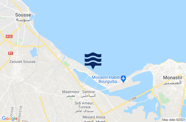 Ouerdanine, Tunisiaの潮見表地図