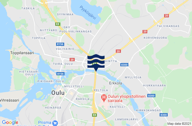 Oulu, Finlandの潮見表地図