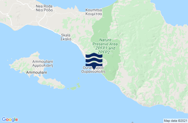 Ouranoupolis, Greeceの潮見表地図