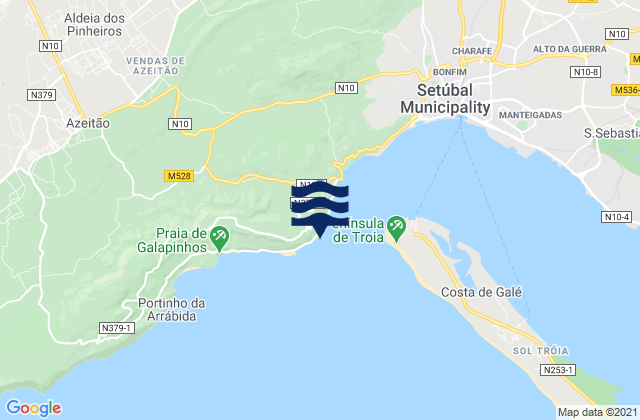 Outão Beach, Portugalの潮見表地図