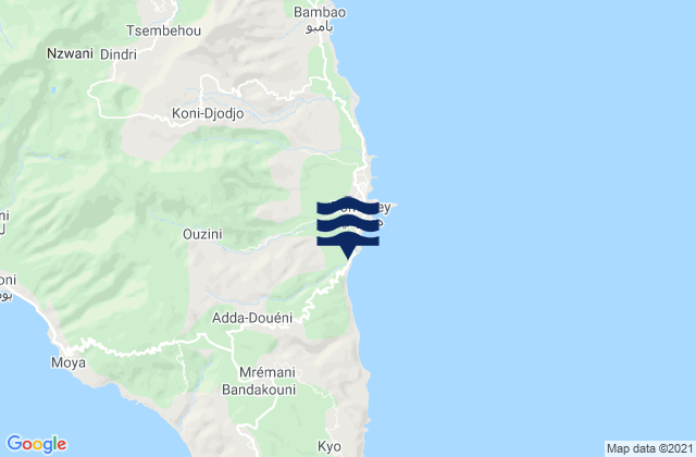 Ouzini, Comorosの潮見表地図