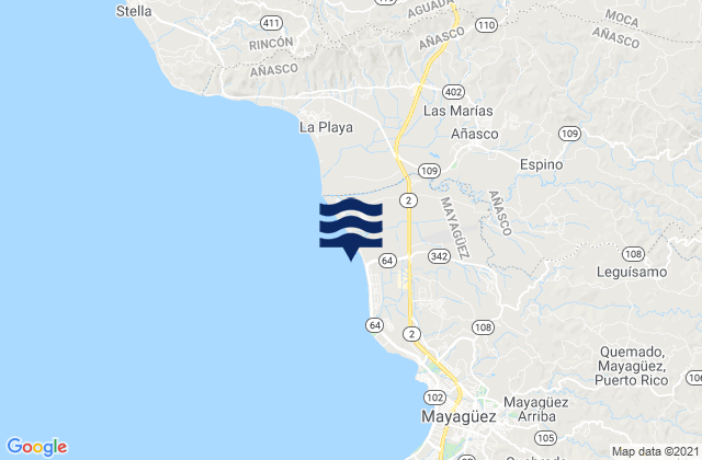 Ovejas Barrio, Puerto Ricoの潮見表地図