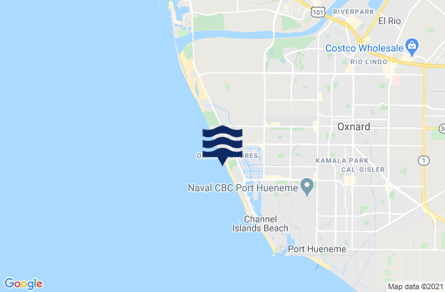 Oxnard Beach Park, United Statesの潮見表地図