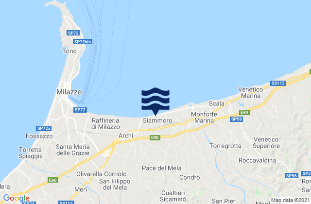 Pace del Mela, Italyの潮見表地図
