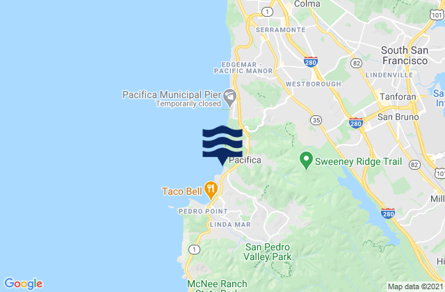 Pacifica, United Statesの潮見表地図