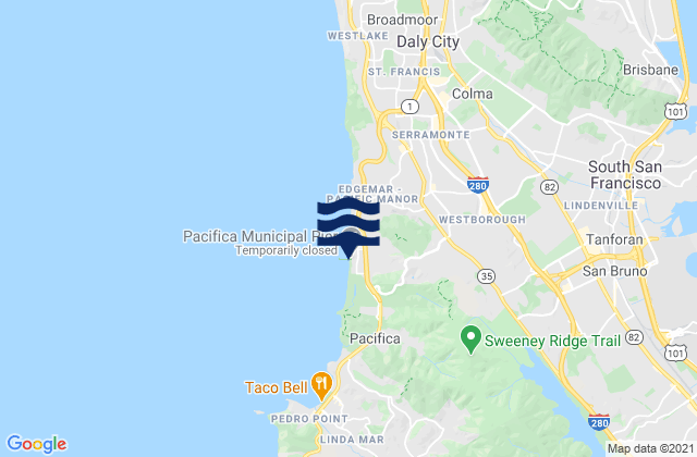 Pacifica State Beach, United Statesの潮見表地図