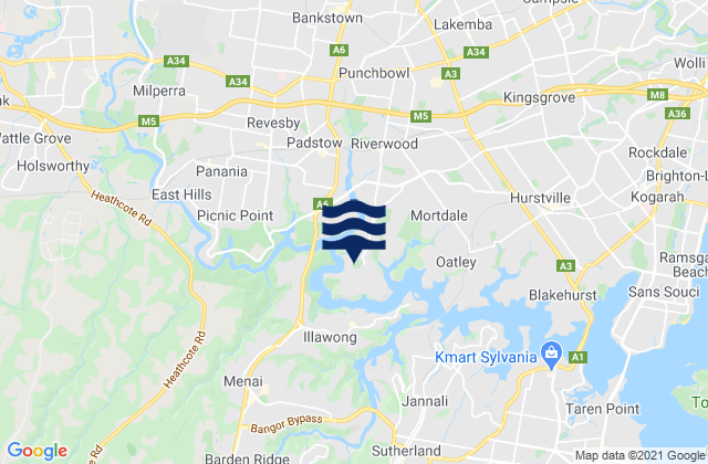 Padstow, Australiaの潮見表地図