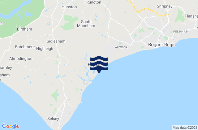 Pagham Beach, United Kingdomの潮見表地図