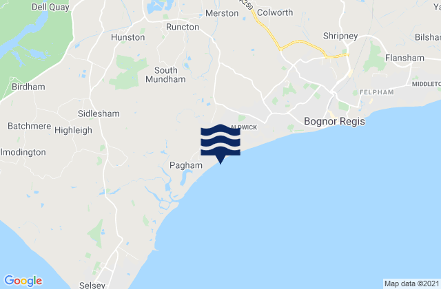 Pagham, United Kingdomの潮見表地図