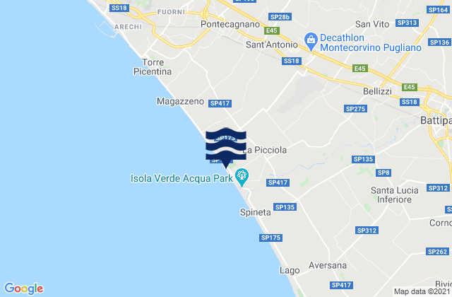 Pagliarone, Italyの潮見表地図