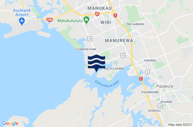 Pahurehure Inlet, New Zealandの潮見表地図