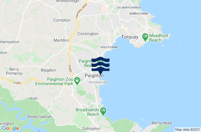 Paignton, United Kingdomの潮見表地図