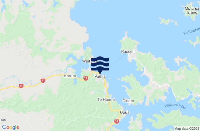 Paihia, New Zealandの潮見表地図