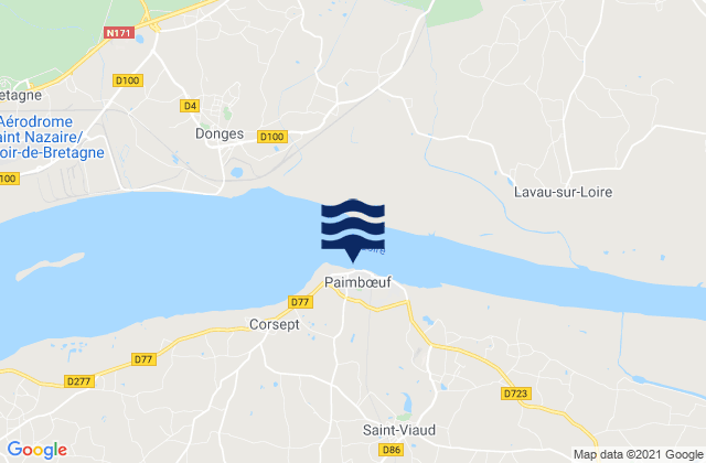Paimboeuf Loire River, Franceの潮見表地図
