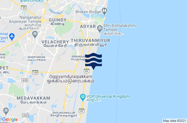 Palavakkam, Indiaの潮見表地図