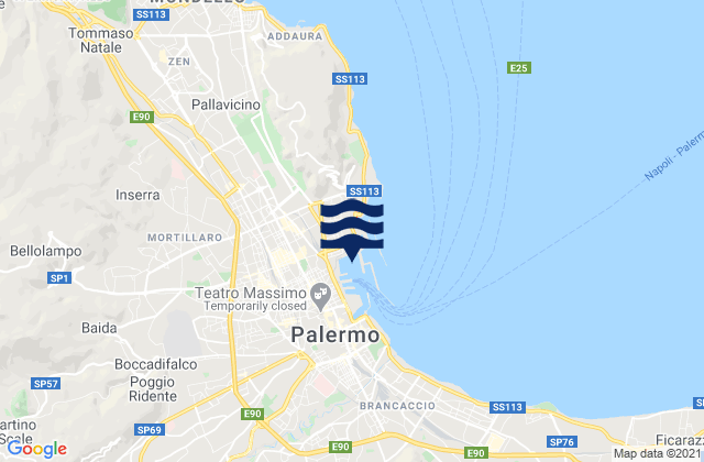 Palermo Sicily, Italyの潮見表地図