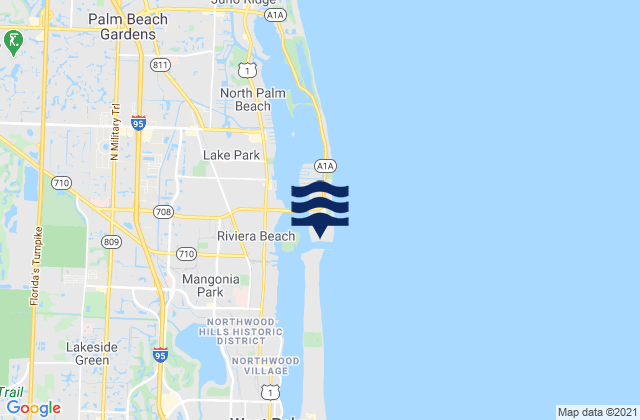 Palm Beach Shores, United Statesの潮見表地図