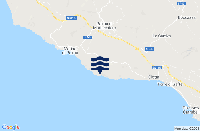 Palma di Montechiaro, Italyの潮見表地図