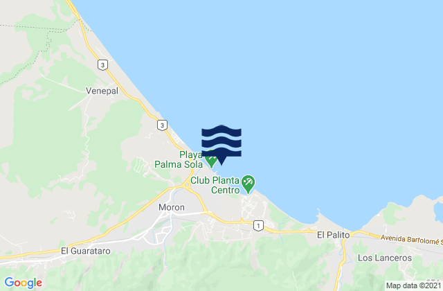 Palma sola beach, Venezuelaの潮見表地図