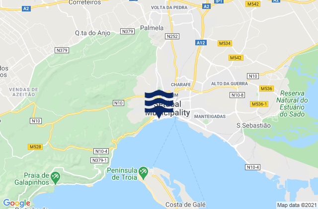 Palmela, Portugalの潮見表地図
