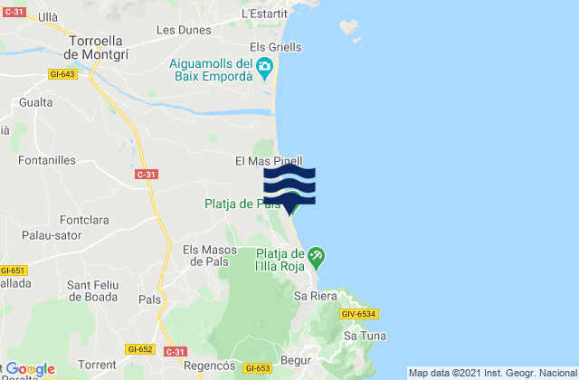 Pals, Spainの潮見表地図