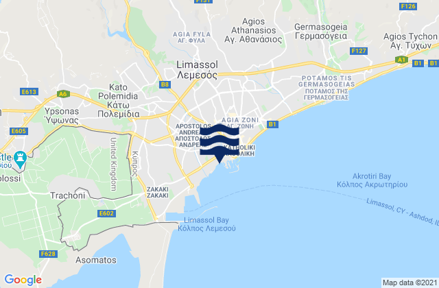 Palódeia, Cyprusの潮見表地図