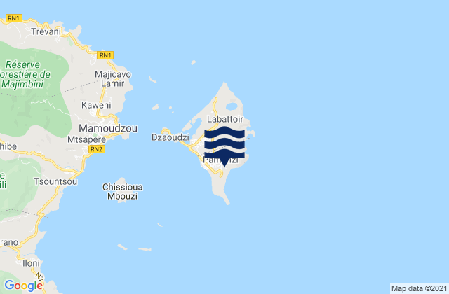 Pamandzi, Mayotteの潮見表地図