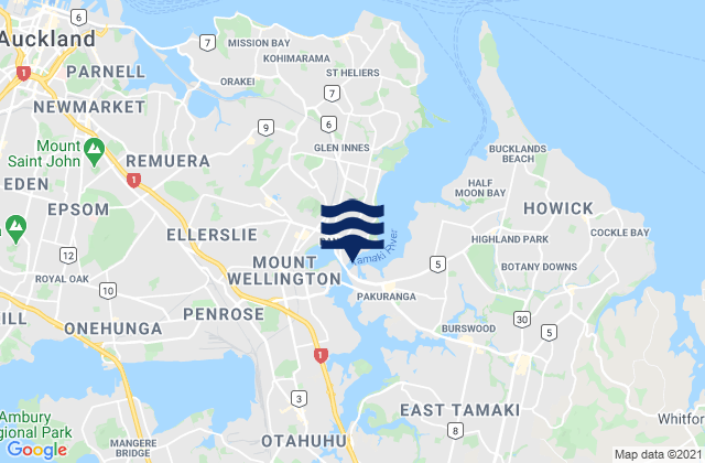 Panmure Basin, New Zealandの潮見表地図