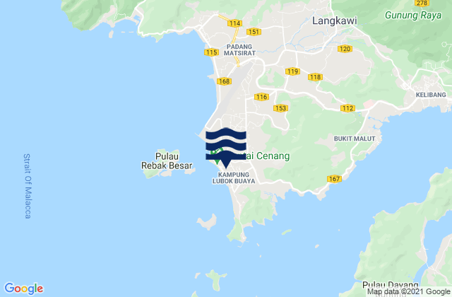 Pantai Cenang, Malaysiaの潮見表地図
