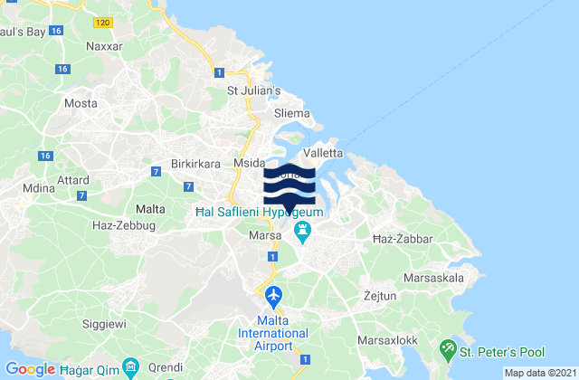 Paola, Maltaの潮見表地図