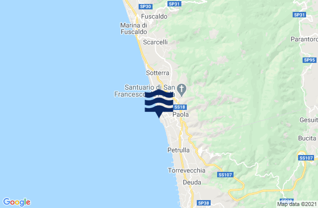 Paola, Italyの潮見表地図