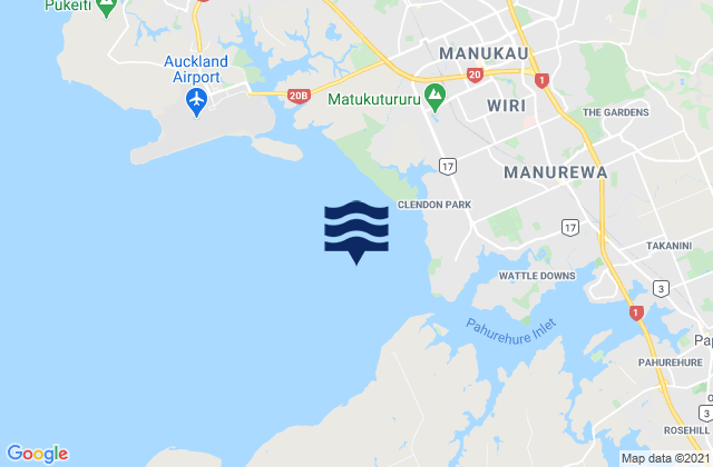 Papakura Channel, New Zealandの潮見表地図