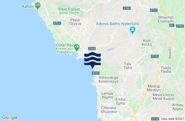 Paphos District, Cyprusの潮見表地図