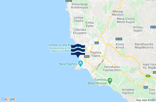 Paphos, Cyprusの潮見表地図