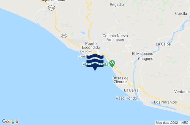 Paraiso Escondido, Mexicoの潮見表地図