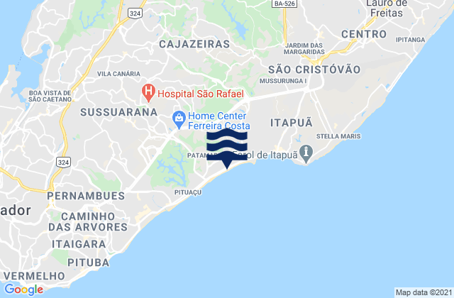 Paralelas, Brazilの潮見表地図
