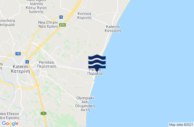 Paralía, Greeceの潮見表地図