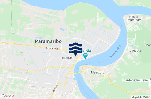 Paramaribo, Surinameの潮見表地図