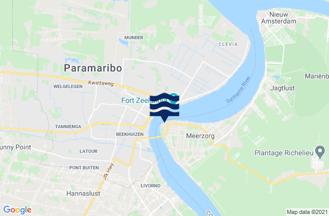 Paramaribo Suriname Rivier, French Guianaの潮見表地図
