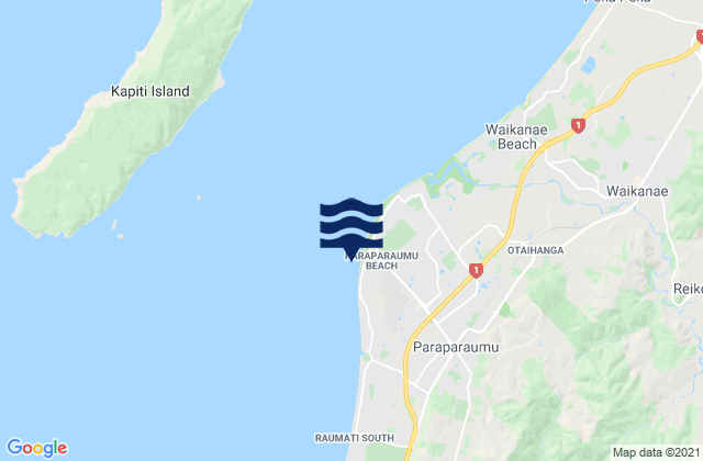 Paraparaumu Beach, New Zealandの潮見表地図