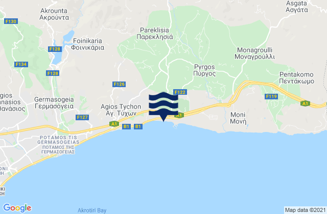 Parekklisha, Cyprusの潮見表地図