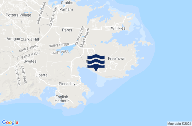 Parish of Saint Philip, Antigua and Barbudaの潮見表地図
