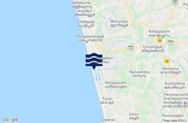 Pariyāpuram, Indiaの潮見表地図